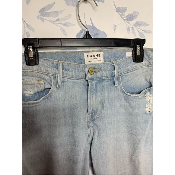 Frame Le Garcon Distressed Cropped Mid Rise Skinny Jeans Size 26 - Picture 6 of 9